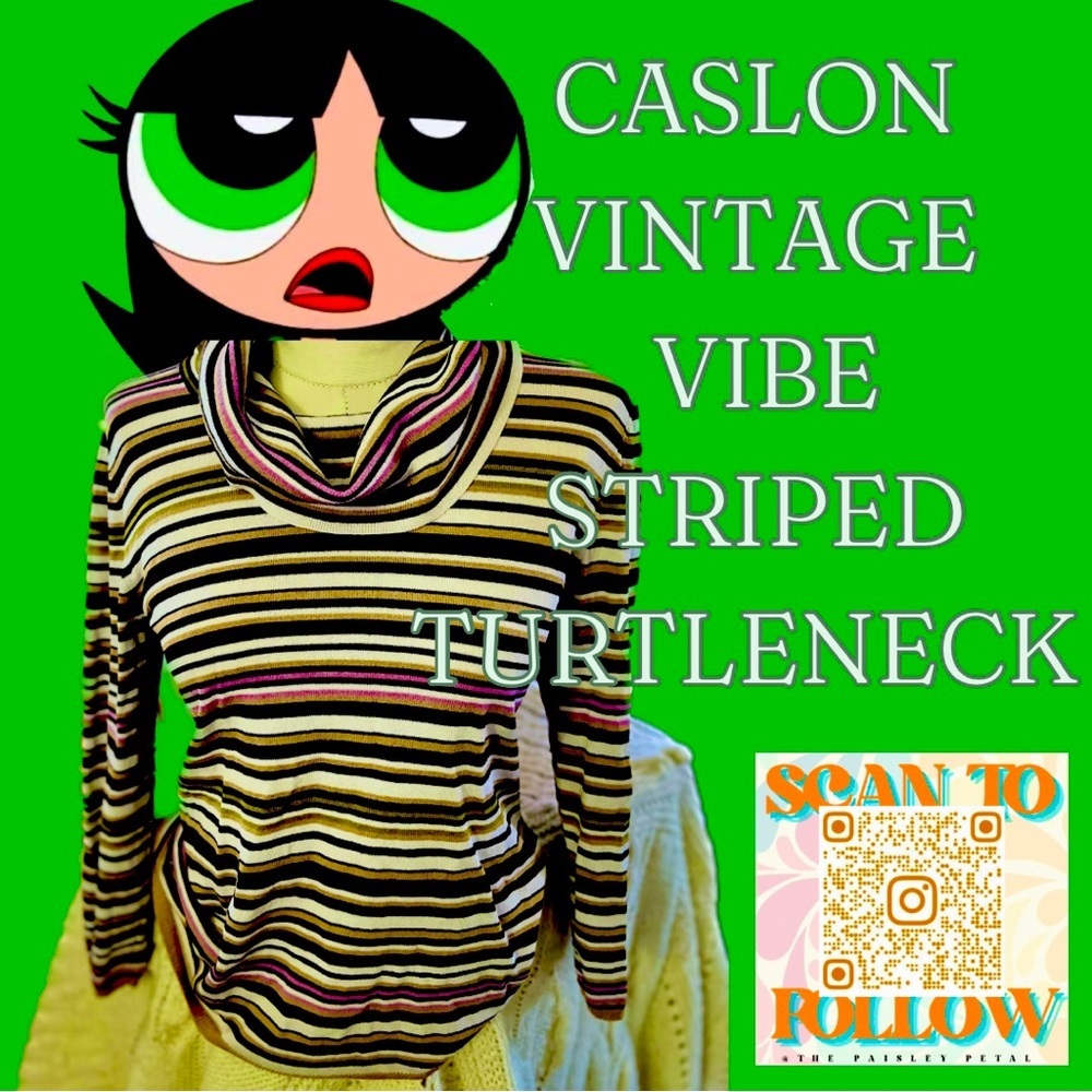 CASLON STRIPED VINTAGE VIBE TURTLENECK - Picture 1 of 7